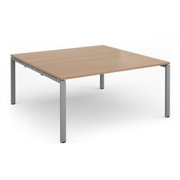 Adapt square boardroom table 1600mm x 1600mm - silver frame Beech top - EBT1616-S-B