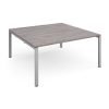Adapt square boardroom table 1600mm x 1600mm - silver frame Grey Oak Top - EBT1616-S-GO