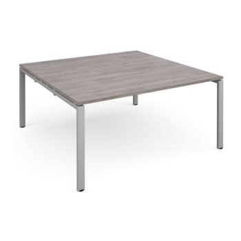 Adapt square boardroom table 1600mm x 1600mm - silver frame Grey Oak Top - EBT1616-S-GO