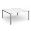 Adapt square boardroom table 1600mm x 1600mm - silver frame White Top - EBT1616-S-WH