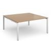 Adapt square boardroom table 1600mm x 1600mm - white frame Beech top - EBT1616-WH-B