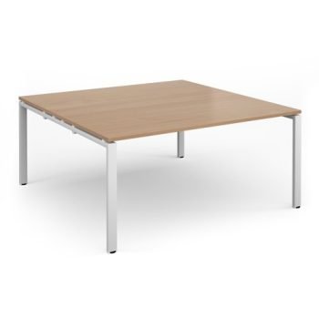 Adapt square boardroom table 1600mm x 1600mm - white frame Beech top - EBT1616-WH-B