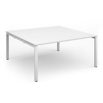 Adapt square boardroom table 1600mm x 1600mm - white frame White Top - EBT1616-WH-WH