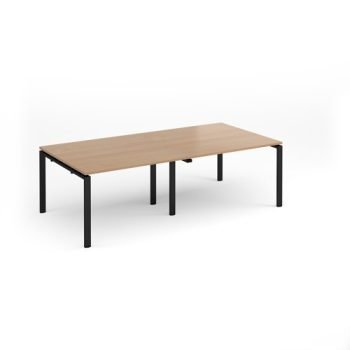 Adapt rectangular boardroom table 2400mm x 1200mm - black frame Beech top - EBT2412-K-B