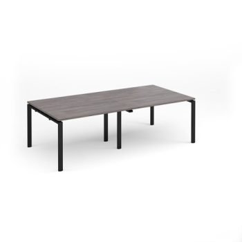 Adapt rectangular boardroom table 2400mm x 1200mm - black frame Grey Oak Top - EBT2412-K-GO