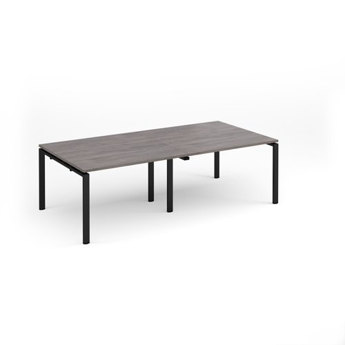 Adapt rectangular boardroom table 2400mm x 1200mm - black frame Grey Oak Top - EBT2412-K-GO