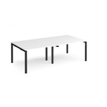 Adapt rectangular boardroom table 2400mm x 1200mm - black frame White Top - EBT2412-K-WH