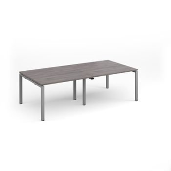 Adapt rectangular boardroom table 2400mm x 1200mm - silver frame Grey Oak Top - EBT2412-S-GO