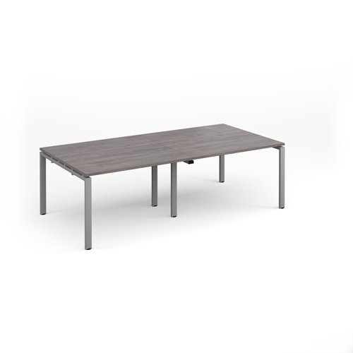 Adapt rectangular boardroom table 2400mm x 1200mm - silver frame Grey Oak Top - EBT2412-S-GO