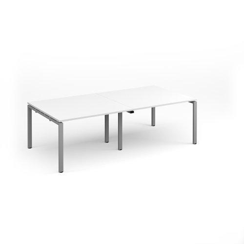 Adapt rectangular boardroom table 2400mm x 1200mm - silver frame White Top - EBT2412-S-WH