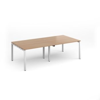 Adapt rectangular boardroom table 2400mm x 1200mm - white frame Beech top - EBT2412-WH-B