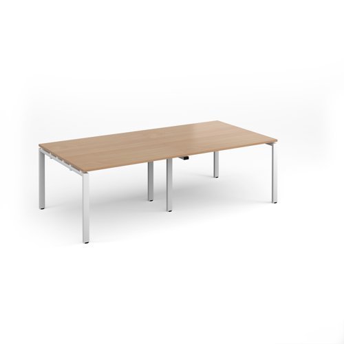 Adapt rectangular boardroom table 2400mm x 1200mm - white frame Beech top - EBT2412-WH-B