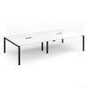 Adapt rectangular boardroom table 3200mm x 1600mm with 2 cutouts 272mm x 132mm - black frame White Top - EBT3216-CO-K-WH