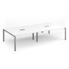 Adapt rectangular boardroom table 3200mm x 1600mm with 2 cutouts 272mm x 132mm - silver frame White Top - EBT3216-CO-S-WH