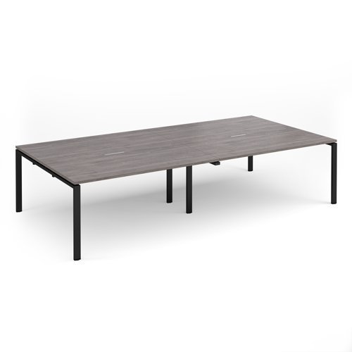 Adapt rectangular boardroom table 3200mm x 1600mm - black frame Grey Oak Top - EBT3216-K-GO