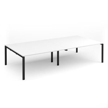 Adapt rectangular boardroom table 3200mm x 1600mm - black frame White Top - EBT3216-K-WH