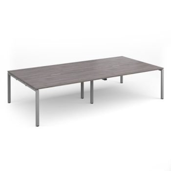 Adapt rectangular boardroom table 3200mm x 1600mm - silver frame Grey Oak Top - EBT3216-S-GO