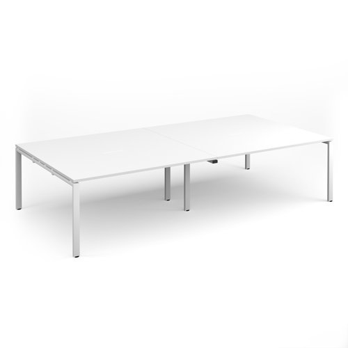 Adapt rectangular boardroom table 3200mm x 1600mm - white frame White Top - EBT3216-WH-WH