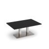 Eros rectangular coffee table with flat brushed steel rectangular base and twin uprights 1200mm x 800mm - Black - ECR1200-BS-BK