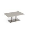 Eros rectangular coffee table with flat brushed steel rectangular base and twin uprights 1200mm x 800mm - Light Grey - ECR1200-BS-LG
