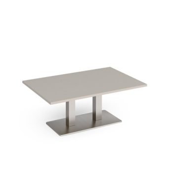 Eros rectangular coffee table with flat brushed steel rectangular base and twin uprights 1200mm x 800mm - Light Grey - ECR1200-BS-LG