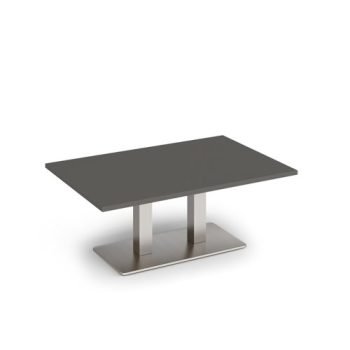 Eros rectangular coffee table with flat brushed steel rectangular base and twin uprights 1200mm x 800mm - Onyx Grey - ECR1200-BS-OG