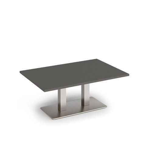 Eros rectangular coffee table with flat brushed steel rectangular base and twin uprights 1200mm x 800mm - Onyx Grey - ECR1200-BS-OG