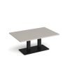 Eros rectangular coffee table with flat black rectangular base and twin uprights 1200mm x 800mm - Light Grey - ECR1200-K-LG
