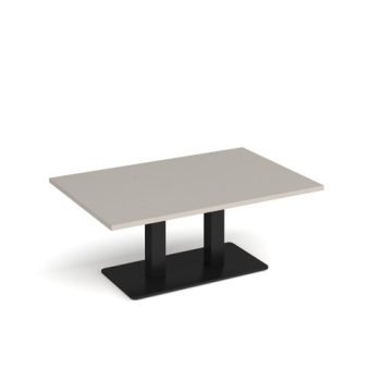 Eros rectangular coffee table with flat black rectangular base and twin uprights 1200mm x 800mm - Light Grey - ECR1200-K-LG