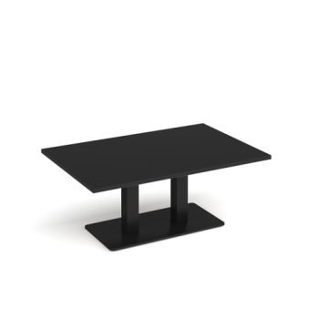 Eros rectangular coffee table with flat black rectangular base and twin uprights 1200mm x 800mm - Onyx Grey - ECR1200-K-OG