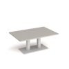 Eros rectangular coffee table with flat white rectangular base and twin uprights 1200mm x 800mm - Light Grey - ECR1200-WH-LG