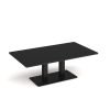 Eros rectangular coffee table with flat black rectangular base and twin uprights 1400mm x 800mm - Black - ECR1400-K-BK