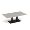 Eros rectangular coffee table with flat black rectangular base and twin uprights 1400mm x 800mm - Light Grey - ECR1400-K-LG