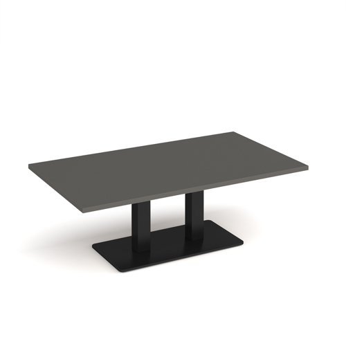 Eros rectangular coffee table with flat black rectangular base and twin uprights 1400mm x 800mm - Onyx Grey - ECR1400-K-OG
