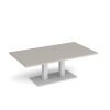 Eros rectangular coffee table with flat white rectangular base and twin uprights 1400mm x 800mm - Light Grey - ECR1400-WH-LG