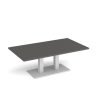Eros rectangular coffee table with flat white rectangular base and twin uprights 1400mm x 800mm - Onyx Grey - ECR1400-WH-OG