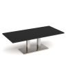 Eros rectangular coffee table with flat brushed steel rectangular base and twin uprights 1600mm x 800mm - Black - ECR1600-BS-BK