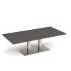Eros rectangular coffee table with flat brushed steel rectangular base and twin uprights 1600mm x 800mm - Onyx Grey - ECR1600-BS-OG