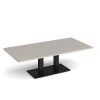 Eros rectangular coffee table with flat black rectangular base and twin uprights 1600mm x 800mm - Light Grey - ECR1600-K-LG