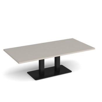 Eros rectangular coffee table with flat black rectangular base and twin uprights 1600mm x 800mm - Light Grey - ECR1600-K-LG