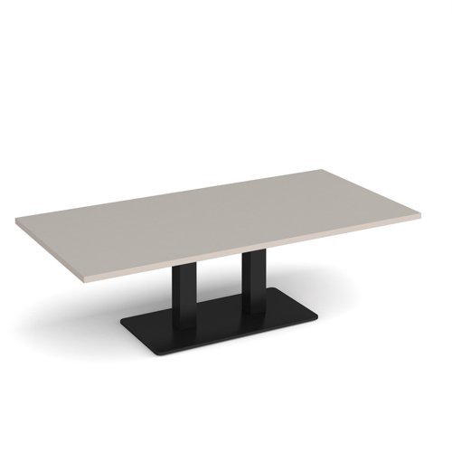 Eros rectangular coffee table with flat black rectangular base and twin uprights 1600mm x 800mm - Light Grey - ECR1600-K-LG