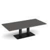 Eros rectangular coffee table with flat black rectangular base and twin uprights 1600mm x 800mm - Onyx Grey - ECR1600-K-OG