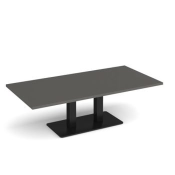 Eros rectangular coffee table with flat black rectangular base and twin uprights 1600mm x 800mm - Onyx Grey - ECR1600-K-OG