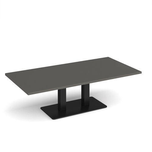 Eros rectangular coffee table with flat black rectangular base and twin uprights 1600mm x 800mm - Onyx Grey - ECR1600-K-OG
