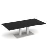 Eros rectangular coffee table with flat white rectangular base and twin uprights 1600mm x 800mm - Black - ECR1600-WH-BK