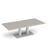 Eros rectangular coffee table with flat white rectangular base and twin uprights 1600mm x 800mm - Light Grey - ECR1600-WH-LG
