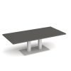 Eros rectangular coffee table with flat white rectangular base and twin uprights 1600mm x 800mm - Onyx Grey - ECR1600-WH-OG