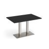 Eros rectangular dining table with flat brushed steel rectangular base and twin uprights 1200mm x 800mm - Black - EDR1200-BS-BK