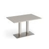Eros rectangular dining table with flat brushed steel rectangular base and twin uprights 1200mm x 800mm - Light Grey - EDR1200-BS-LG