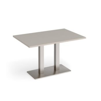 Eros rectangular dining table with flat brushed steel rectangular base and twin uprights 1200mm x 800mm - Light Grey - EDR1200-BS-LG